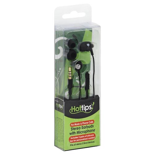 Image for Hottips Earbuds, Stereo, with Microphone,1pr from Cantu's Rx Online