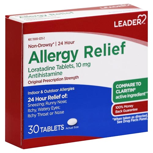 Image for Leader Allergy Relief, Original Prescription Strength, 10 mg, Tablets,30ea from Cantu's Rx Online