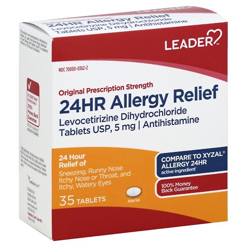Image for Leader Allergy Relief, 24Hr, Original Prescription Strength, Tablets,35ea from Cantu's Rx Online