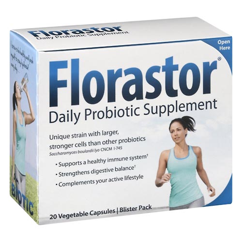Image for Florastor Daily Probiotic Supplement, Vegetable Capsules,20ea from Cantu's Rx Online