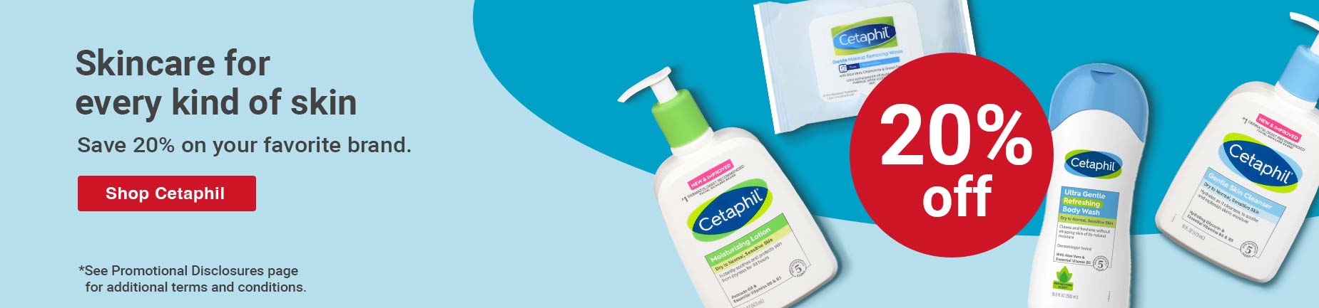 Save 20% off of Cetaphil skin care